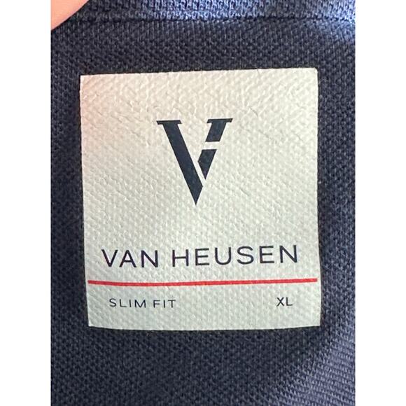 Van Heusen blue red trim slim fit short sleeves polo shirt size XL - Picture 3 of 10